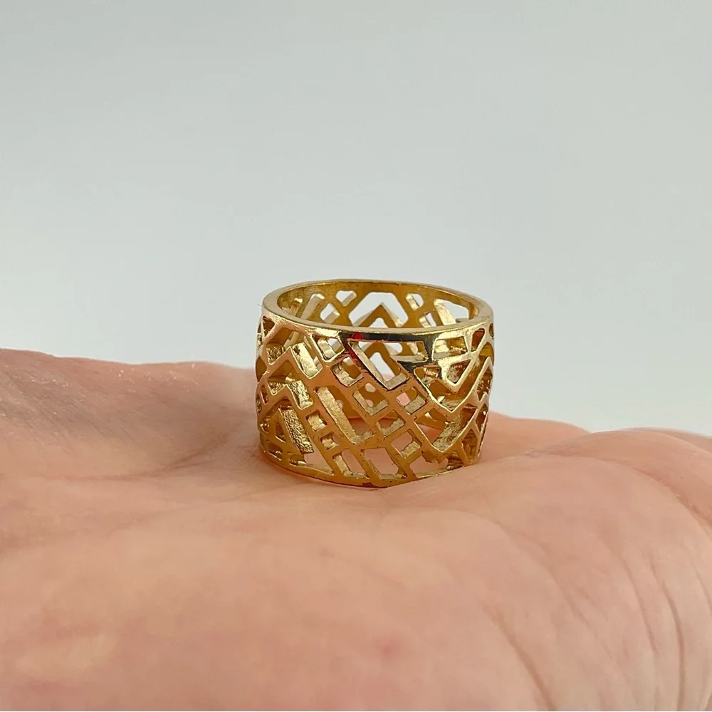 Gold Geometric Ring, Statement Ring, Mod, Plated